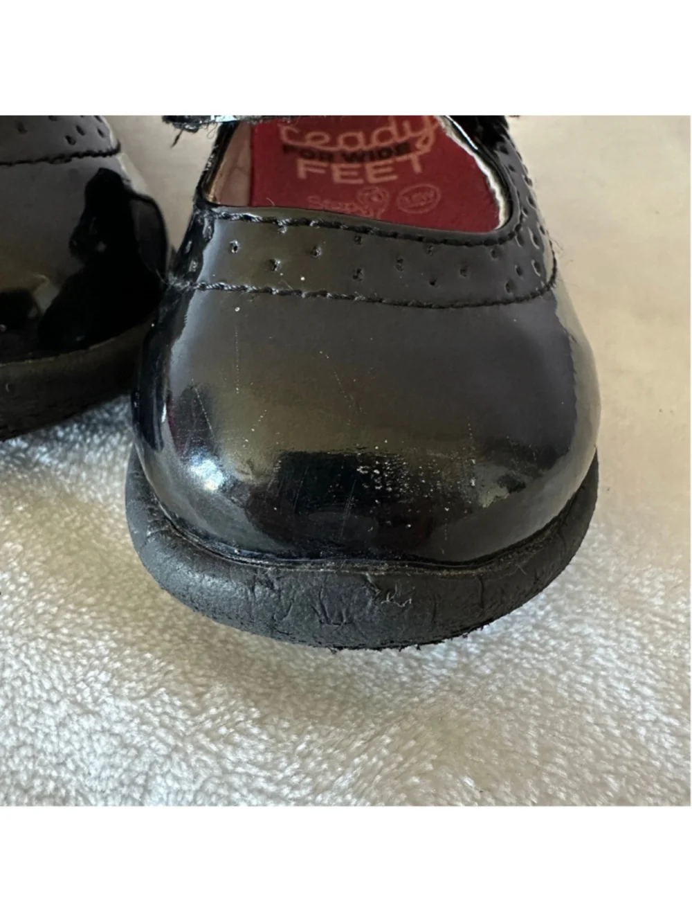 Baby Step & Stride Ready for Wide Feet Black Patent Mary Jane Shoes 3.5W